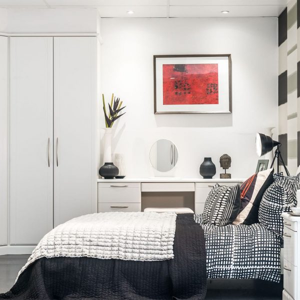 Milan bedroom furniture with white fitted wardrobe